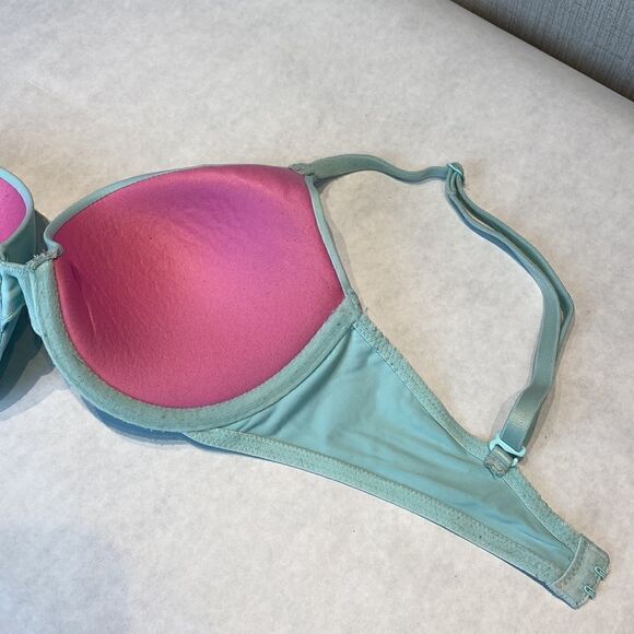 Pink Victoria’s Secret Wear Everywhere Push-Up 32C Multi-Way Straps Blue Pink - Picture 6 of 12